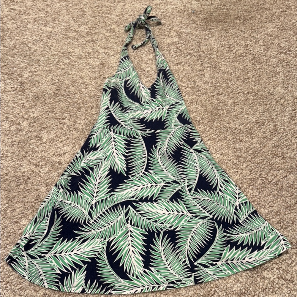 Aeropostale Green and Black Midi Dress with Botanical Pattern